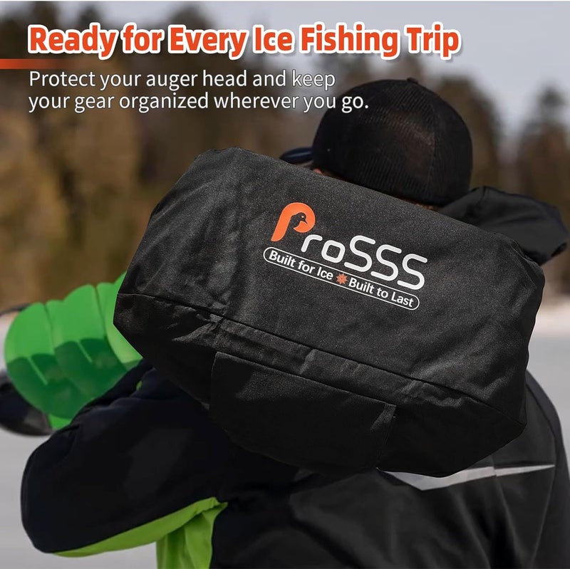 ProSSS Universal Ice Auger Powerhead Cover, 600D Heavy-Duty Waterproof Fabric, Fits ION, Eskimo, StrikeMaster & More, Ice Drill Head Protector with Side Storage Pocket - Image 5